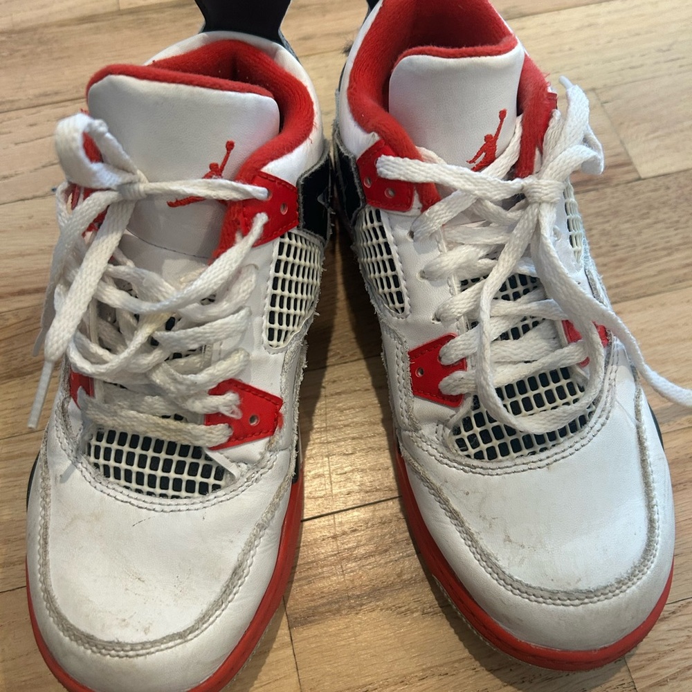 Nike Air Jordan Kids White and Red Sneakers